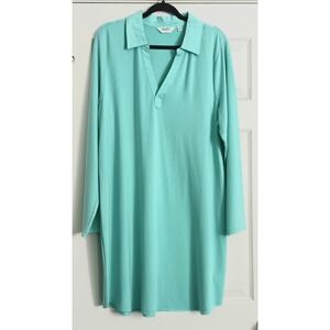 Candace Cameron Bure Shirt Dress Women's Size 1X Collared Y-Neck Blue Preowned